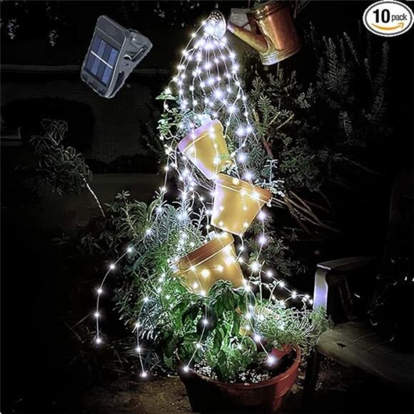 Solar Waterfall Fairy Lights With Clip, Outdoor Waterproof 10 Strands 200 LEDs - Picture 7 of 7
